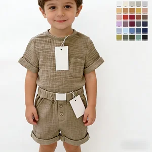 Wholesale Muslin Cotton Short Sleeve and Shorts Baby Pajamas Boy Girl Clothing Sets Toddler Boy Infant Clothes Set