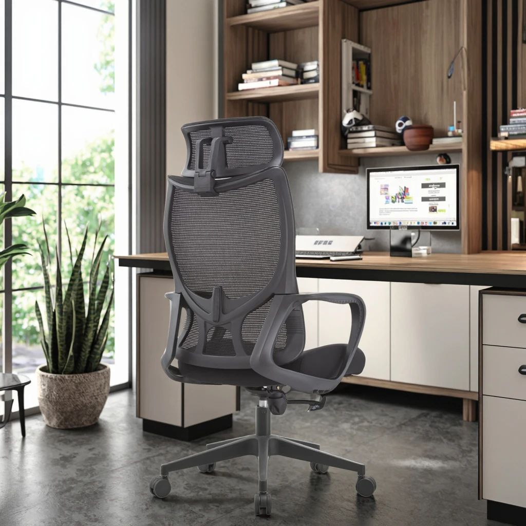 Black Professional Home Chair PP Frame Lumbar Support Butterfly Mechanism Ergonomic Seating 4