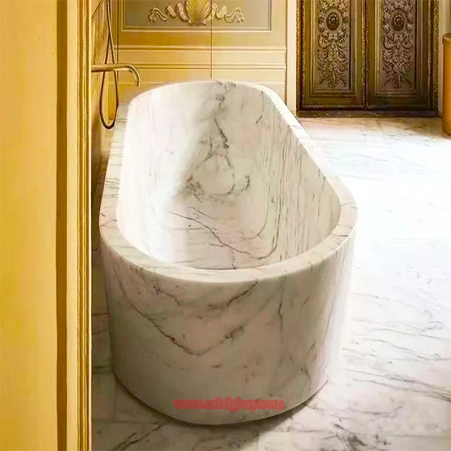 Indoor Bathroom Tub Design Stone Art Sculpture Natural Stone Bathtub