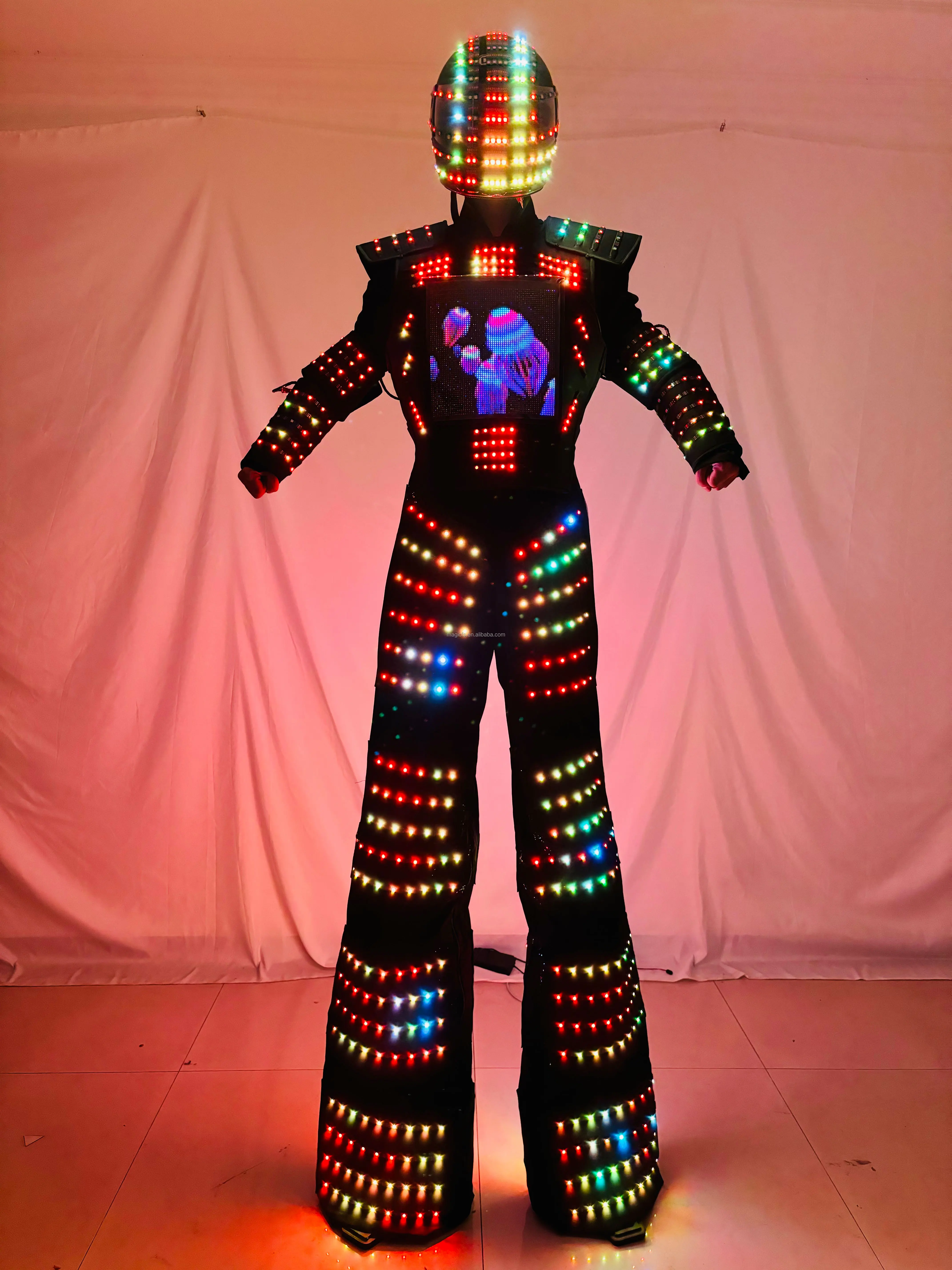 Digital Full-Color LED Robot Suit With Helmet Disco DJ Party Performance  Wear Kryoman Stilts Walker and Dancing