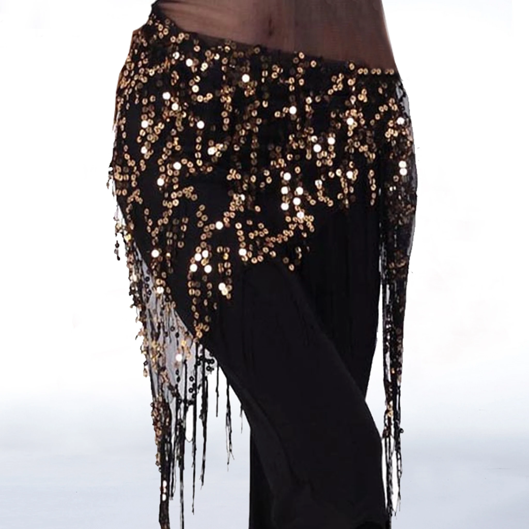 Belly Dance Triangle Belt Skirt Fringe Festival Mesh Hip Scarf