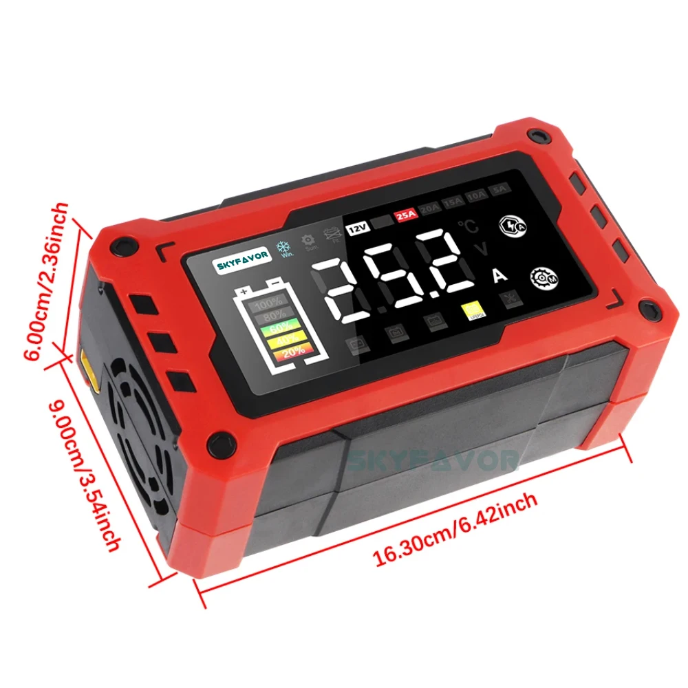 Smart mini 12V 24V battery charger 12V 24V 25A 20A 15A 10A 5A Adjustable current high power lead acid lifepo4 battery charger