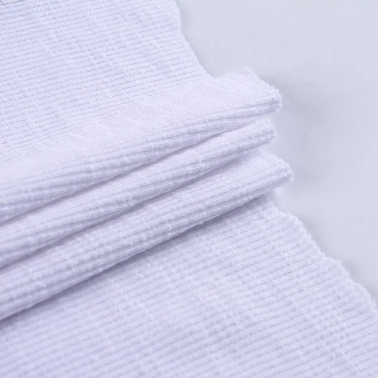 Китай, Новая Модная белая ребристая трикотажная тянущаяся ткань из японского полиэстера для платья