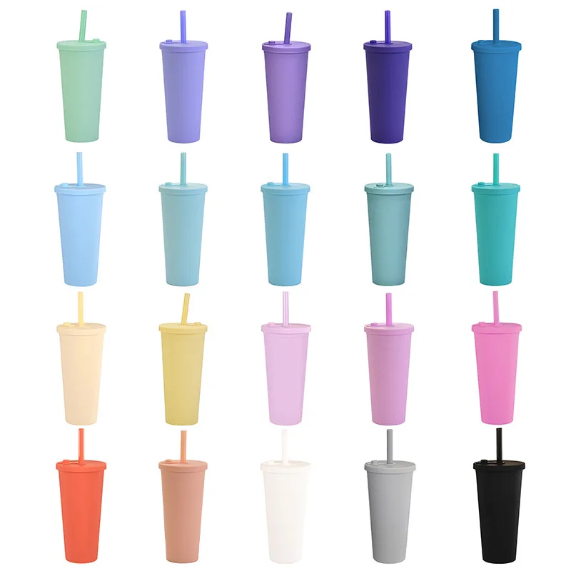 2026 New Cross-border Double-layer Eco-Friendly Plastic Large Hole Transparent Bubble Tea BOBA Straw Cup Customized preview 2