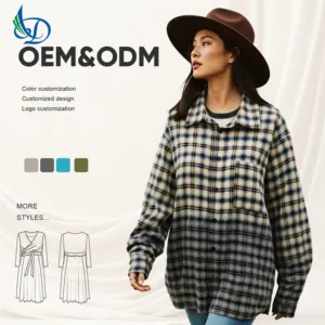 Elegant Gradient Checkered Shirt with Casual Checkered Pattern Woven with Summer Fashion Elements, Suitable for Office Occasions