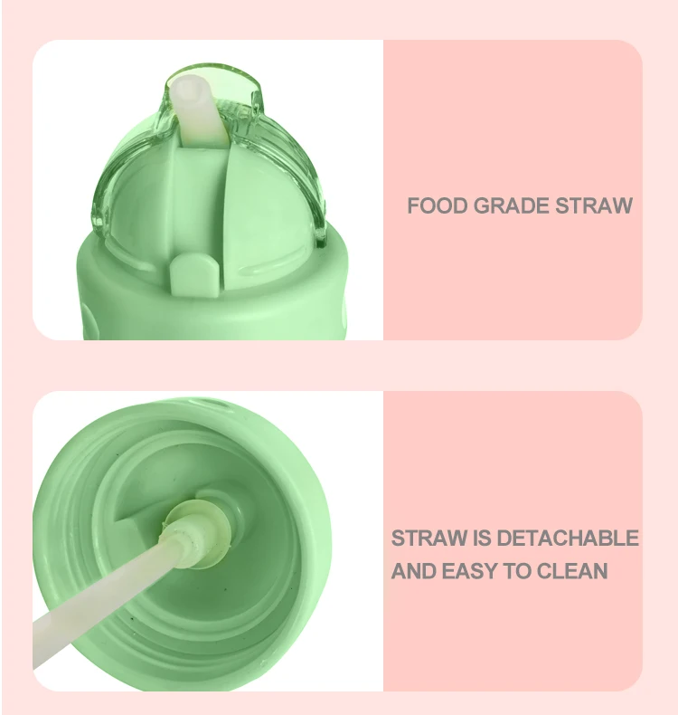 Plastic Kids Water Bottle Straw Drinking Children School Bpa Free Kids