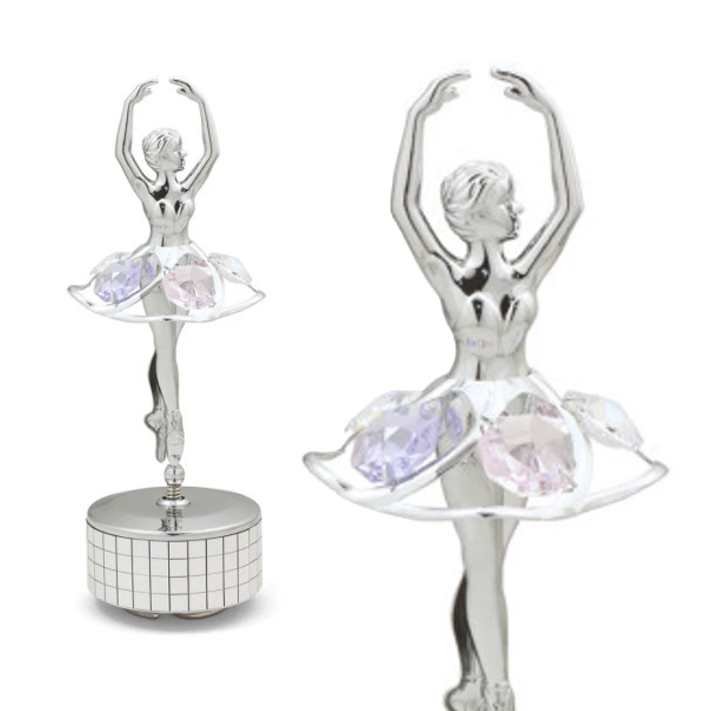 Crystocraft Dancing Ballerina Figurine Ballet Music Box with Crystals from Swarovski Valentine Day Birthday Gift for Girlfriend