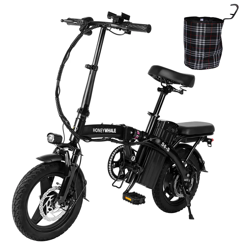 HONEY WHALE S6-S 14-Zoll-Elektrofahrrad 250W Motor 48V 10,4 Ah Batterie 25 km/h Vordere und mittlere Federung Dämpfung Doppels c