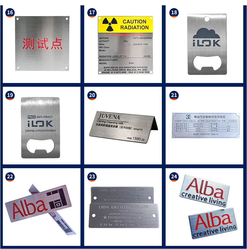 Encoder Label Nameplate Custom Printed Engraved Generator Metal Name Plate Tag Label Alu ...