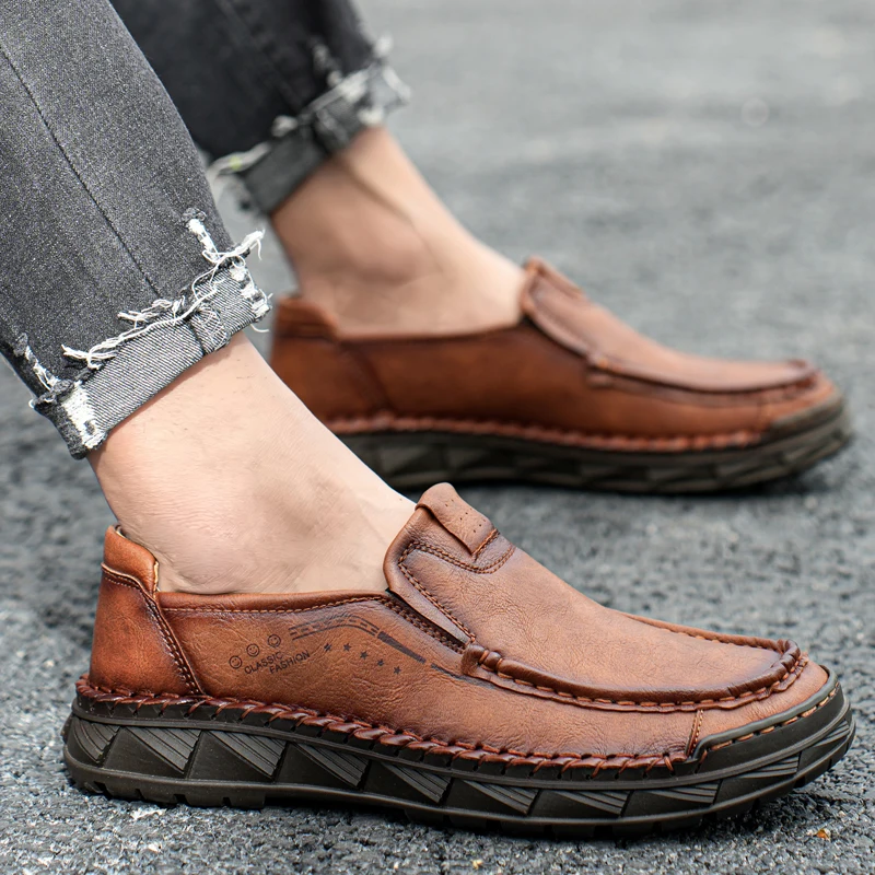 New Arrival OEM Service Custom Logo Men Microfiber Leather Handmade Business Shoes Men Loafers