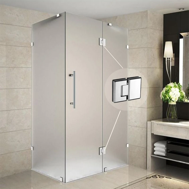 Frameless 360 Degree Pivot One Way Black Bathroom Shower Screens Door Gate Clamp Hinge for 8 12 mm Toughened Glass