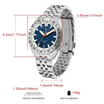 CADISEN Orologio Meccanico Da Uomo In Acciaio Inossidabile Luminoso Orologio Da Polso Da Uomo Automatico Orologio NH35A Movimento Giapponese ( white