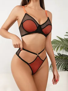 2026 Cross-Border Bestseller: Passionate Hot Sports Style Sexy Lingerie Mesh Transparent Sheer Temptation Bra for Women