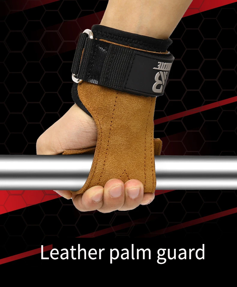 Cowhide Leather Palm Protector Gym Weight Lifting Gym Gloves Cross