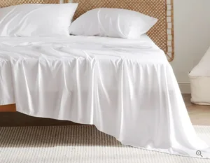 Hot Sale 100% Organic Bamboo Customized Solid Color Bedding Set Bed Sheet Flat Sheet with Pillowcase