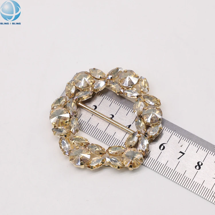 Customized Colorful Rhinestone Buckle Metal Alloy Gold  display picture 2