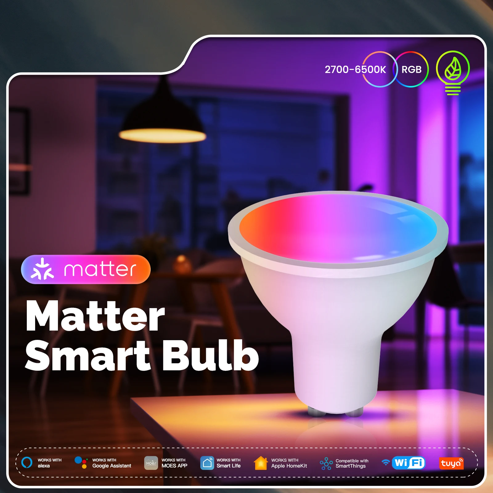 2025 New Matter WiFi Smart Home Products Gu10 Led Bulb LED Ceiling Light Bulbs RGB Voice Control Tuya Smart Life Smart Bulb details