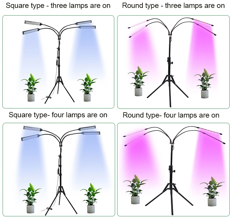 Tripod stand full spectrum timer 4H 8H 12H indoor plants dimmable led stand grow plant light
