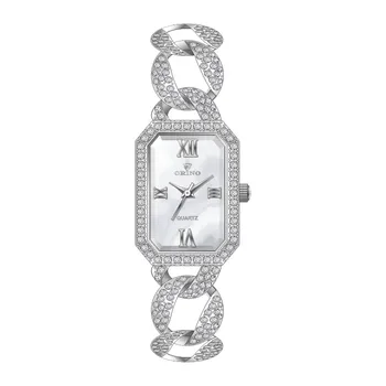 New Style Luxury Diamond Bracelet Jewelry Watch With MOP Dial Square shape Quartz Watch For Women's