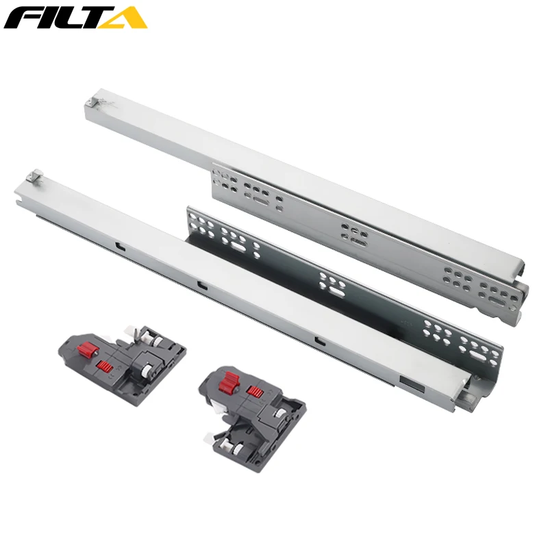 Filta Hardware China Factory Telescopic Self Closing Heavy Duty Soft Closing Undermount Drawer Slide