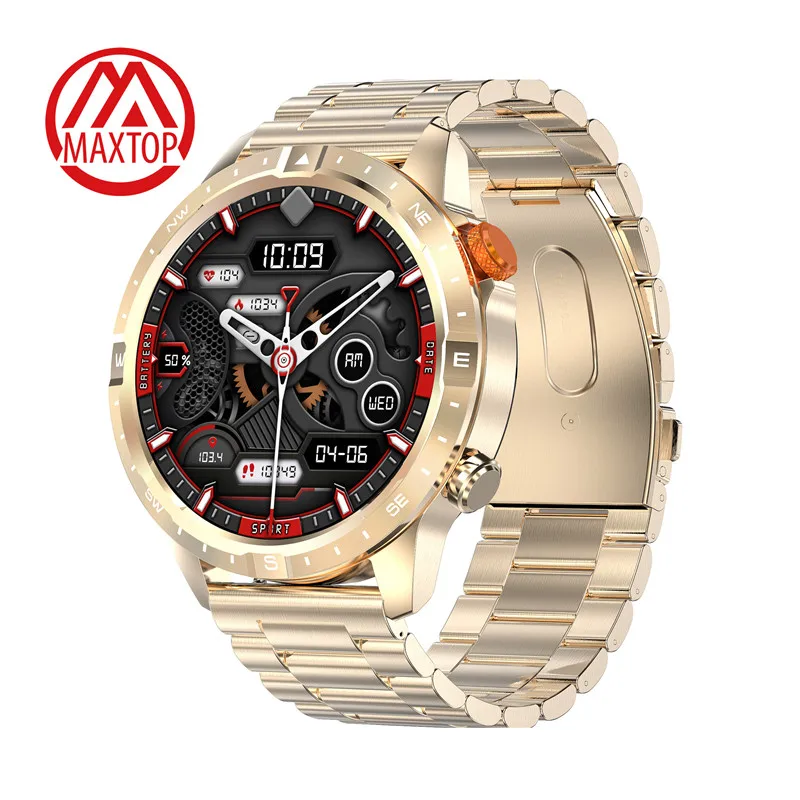 Maxtop OEM Custom AMOLED Big Screen Fashion Rugged Sport Fitness Inteligente Steel Smart Watch Waterproof Men Sports Smartwatch