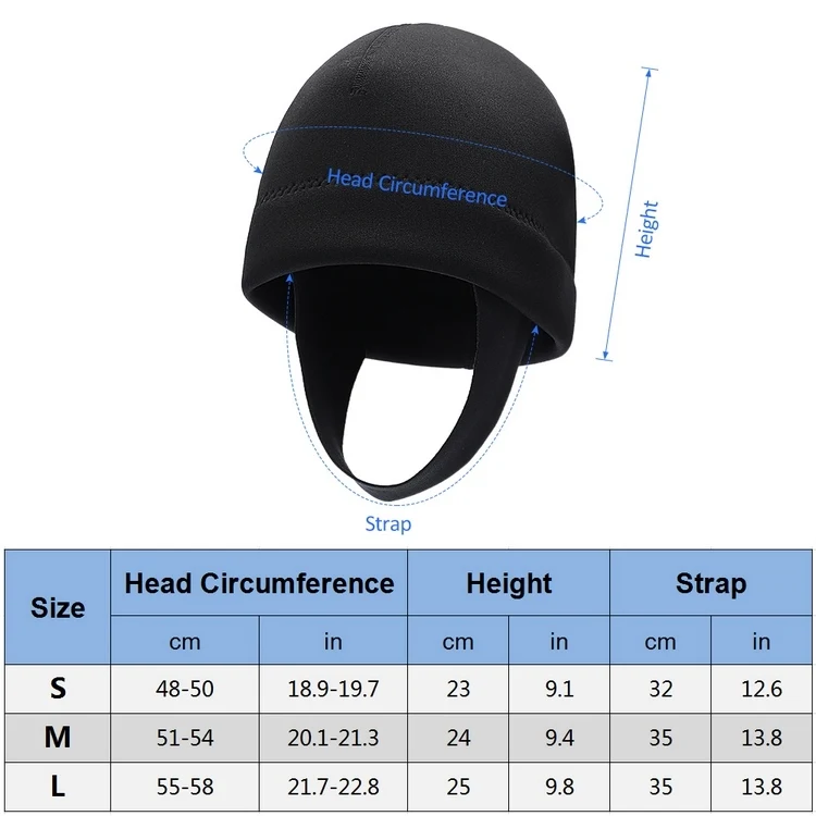 Capuche De Plongée 2 Mm Néoprène - Légère, Anti-UV, Protection Tête Et Oreilles, Pour Surf, Paddle, Snorkeling