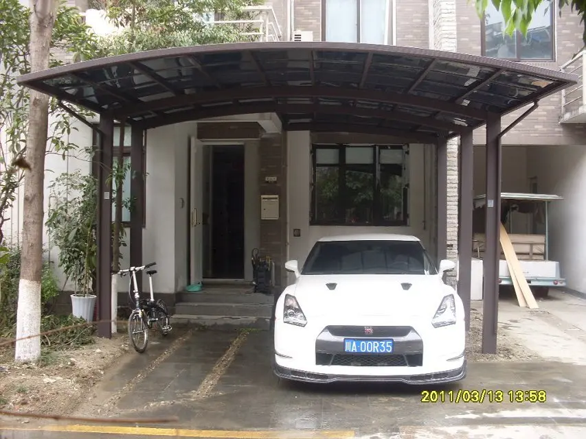 Pc Roof Structure Metal Pour Carport Aluminum Outdoor Car Shelters Prefabricated Shelter Carport Glass Garage Roof