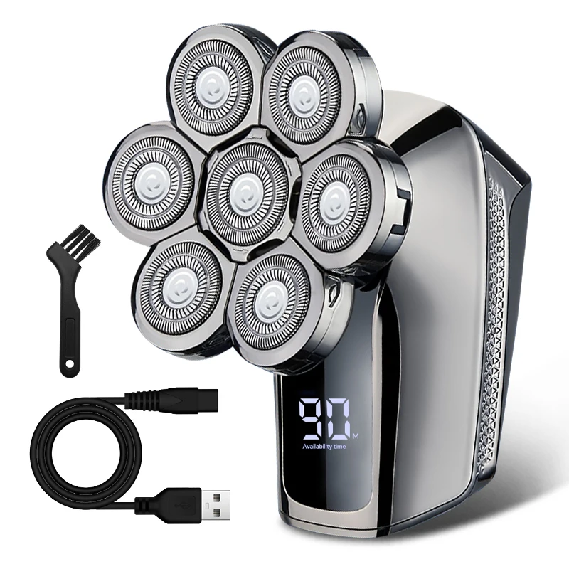 7개 면도 헤드 디지털 디스플레이 USB 충전식 남성용 5-in-1 면도기 가정용 RV 및 호텔 사용 가능