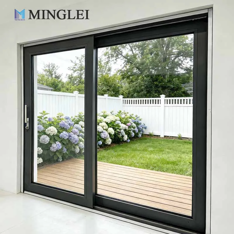 उच्च गुणवत्ता वाले ग्रे रंग के एल्युमीनियम लिफ्ट एंड स्लाइड दरवाज़े, घरों के लिए प्रीमियम थर्मल इंसुलेशन वाले ट्रिपल पेन स्लाइडिंग दरवाज़े