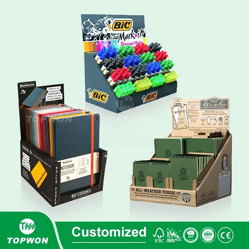 Custom Cardboard  Stationery Shop Racking Display Racks Pen Store Shelves Stationery Display Stand