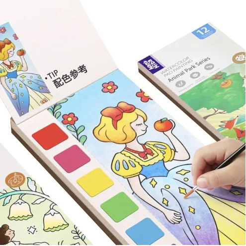 hot sales magic watercolor coloring painting with palette paper toys books brush pen planner calendar for kids supplier