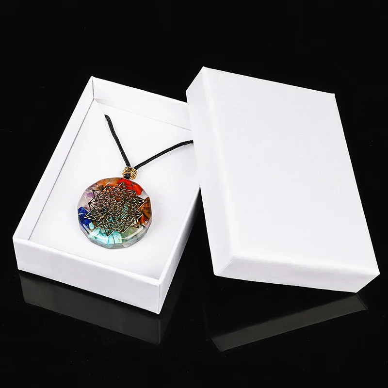 Healing Crystal Jewelry Necklace Gifts Box Colorful 7 Chakra Natural