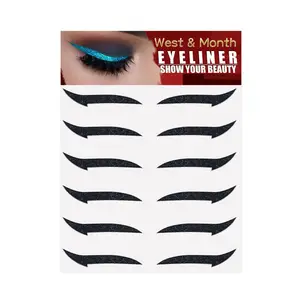 West&Month 6 Pairs Glitter Eyeliner Sticker Set Waterproof Double Line Eyelid Patch Reusable Self-adhesive Eyelid Sticker