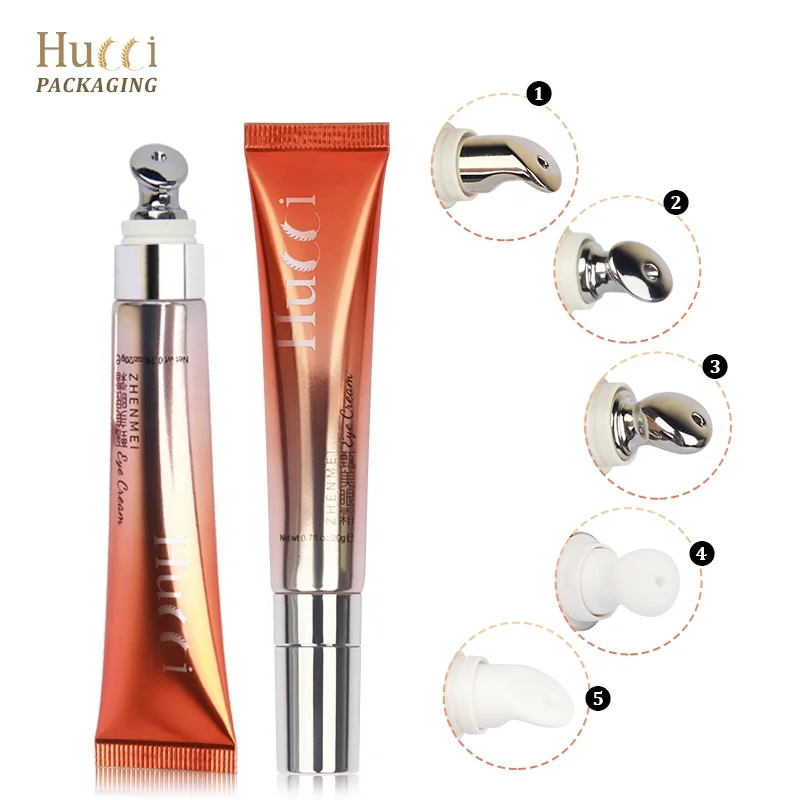 D19 10ml 20ml 25ml  Eye Cream Gel Lotion ABL Aluminum Tube Packaging with 5 Style Metal Applicator