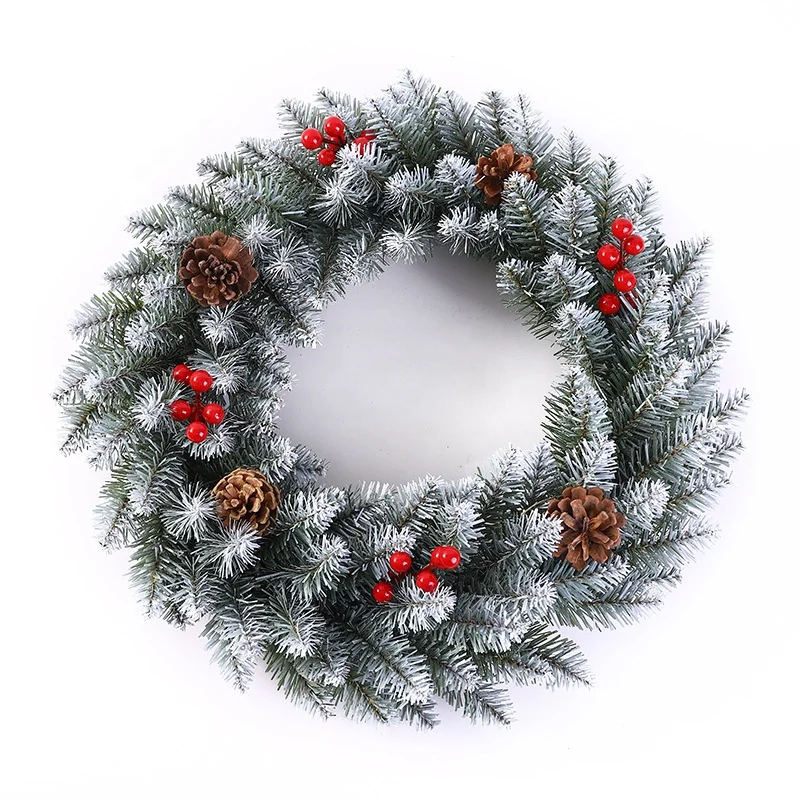 20-Inch Christmas Wreath For Front Door - Winter Decor With Pine Cones, Berries, And Wood Sign