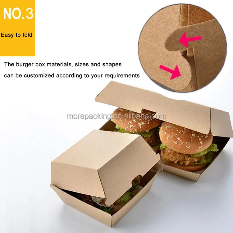 Disposable Kraft Corrugated Burger And Sandwich Shape Take Out Lunch ...