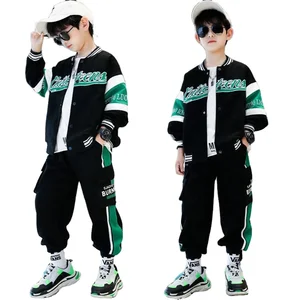 2023 Spring Autumn Big Kids Boys Clothes Long Sleeve Letter Baseball Jacket Trousers 2Pcs Fashion Boutique Clothing Children