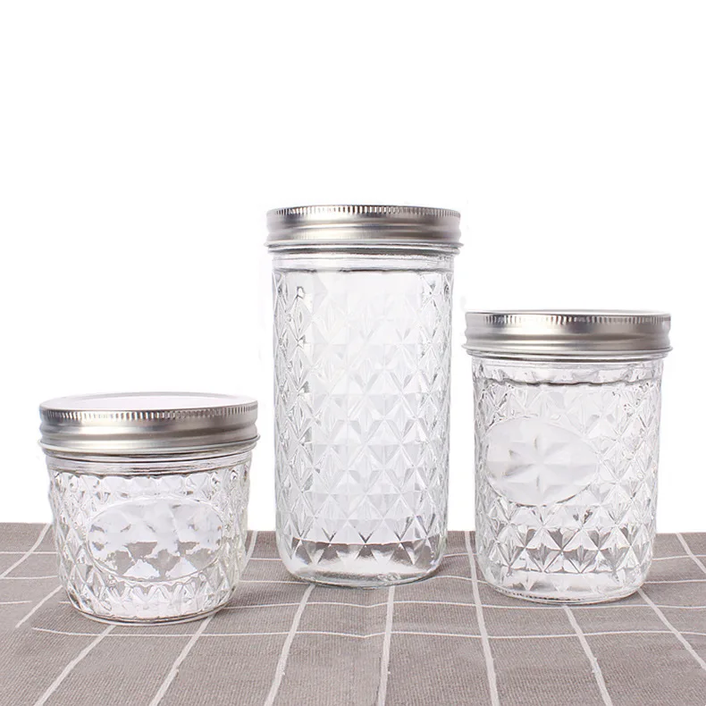 Wholesale 10 oz clear Glass Mason Jam Glass Jar sealed Caviar Food Storage Jar with Lid