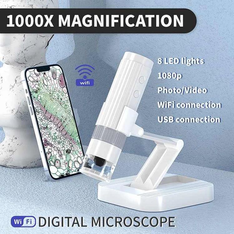 Portable Wifi Digital Microscope Biology Student Studies 1000x Hd ...
