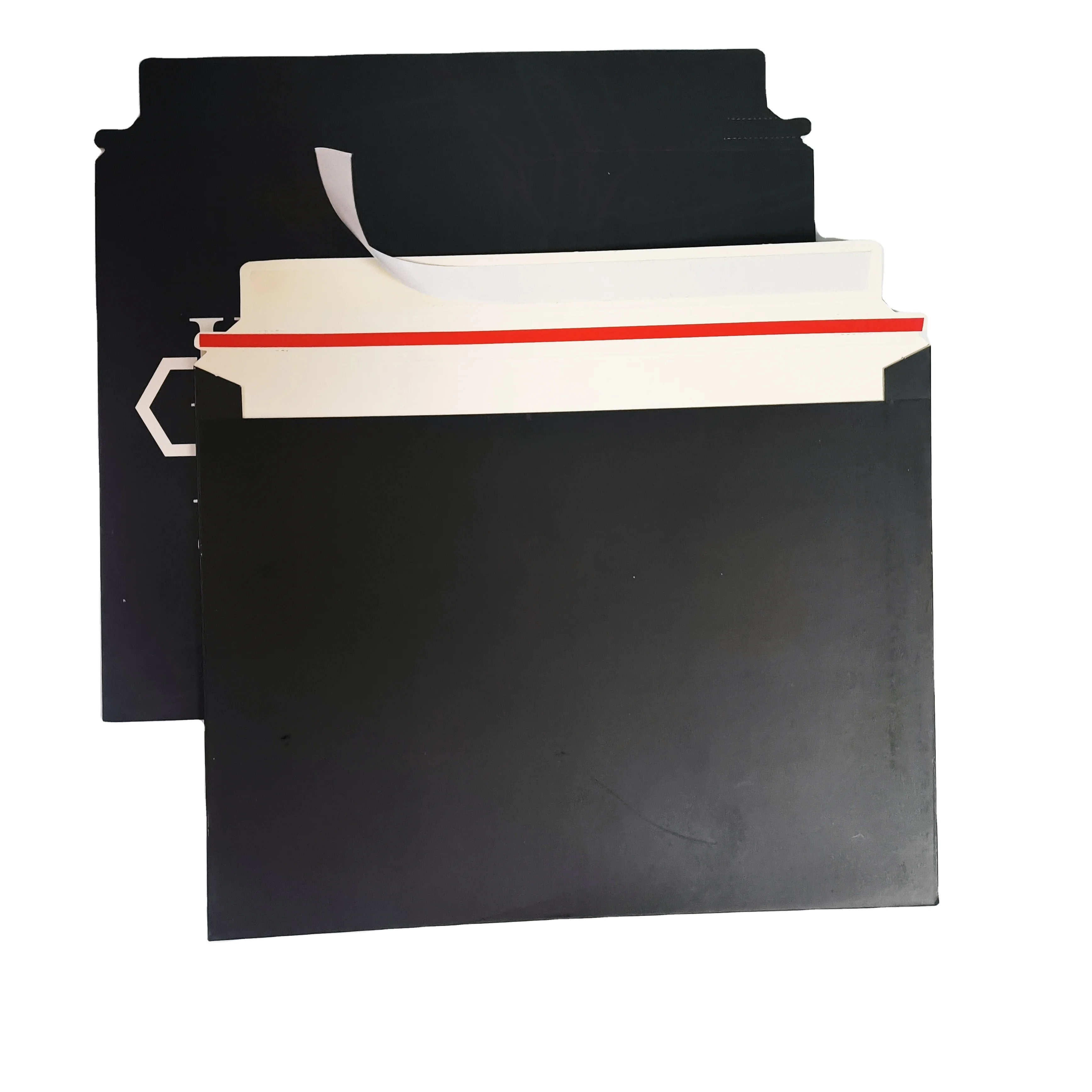 Eco-Friendly Biodegradable Waterproof Cardboard Mailing Packaging Envelopes Custom Logo Print Rigid Self Seal Black Thick