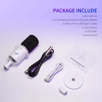 FEELWORLD PM1 USB Microphone for Live Streaming, Factory Price, Includes Metal Stand and XLR Cable, Multi-Function Key product image
