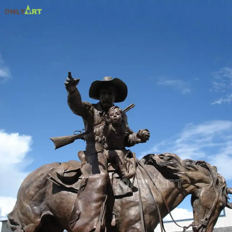Onlyart Foundry Custom Made Bronze Statue Of Cowboy And Horse Statues