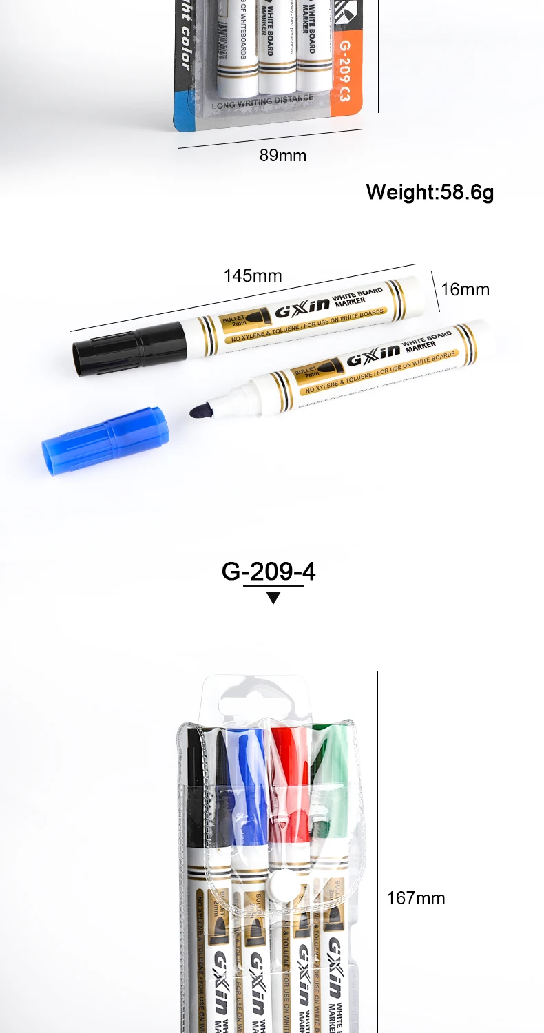 Gxin G209 4pcs/set Multicolor Dry Erase Nontoxic High Performance