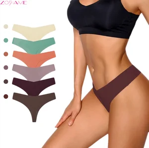 Chic Sexy Low-Rise Ice Silk Barely-There Seamless Airy Plus Size One-Piece Thong Panties for Women