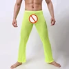 Fluorescent Mens Striped Transparent Sheer Mesh Pyjama Pants