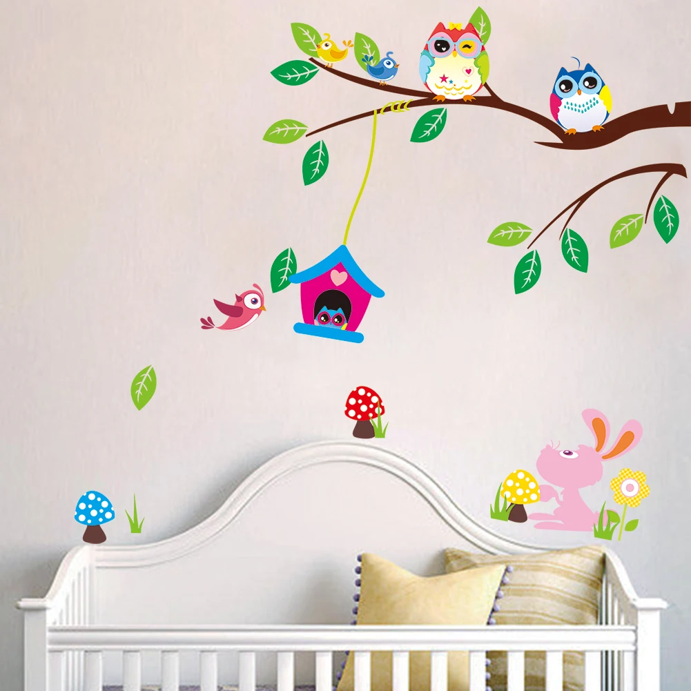 Jungle Monkey Tree Climbing Wall Decals PVC Vine Leaves Stickers for Baby Nursery Kids Room Living Room Wall Art Decor