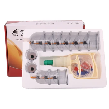 2024 BY traditional Chinese  Hijama Cup acupuncture suction vacuum Cupping therapy massager set for household with pump