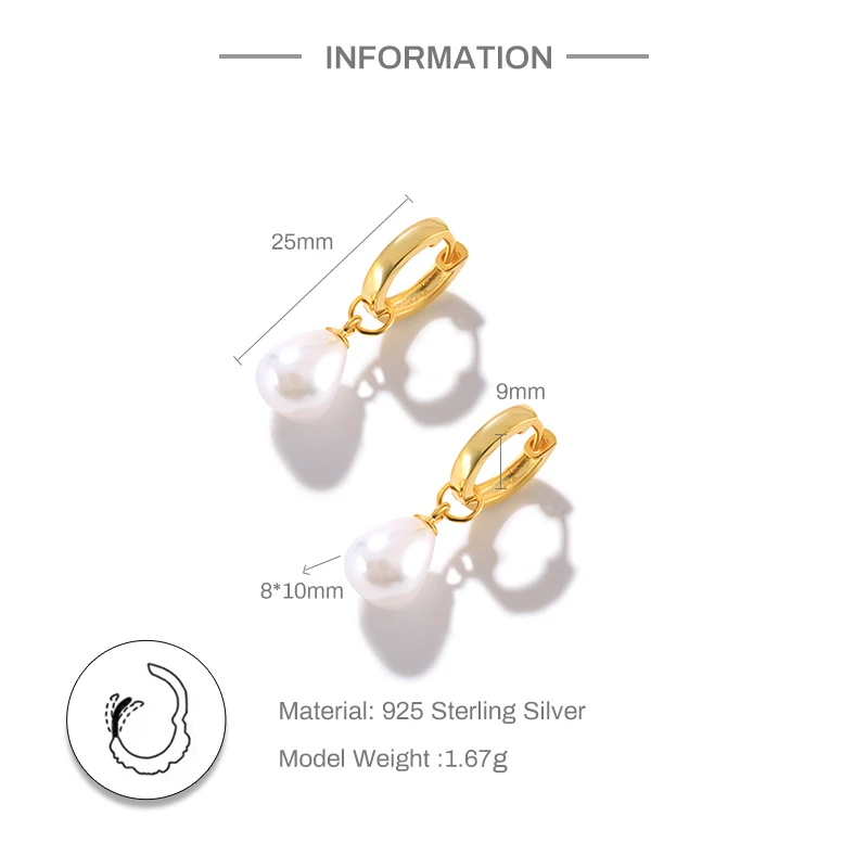 Orecchini A Cerchio Con Perle D'Acqua Dolce In Argento 925 – Pendenti Ipoallergenici, Regalo Per Donna - 4