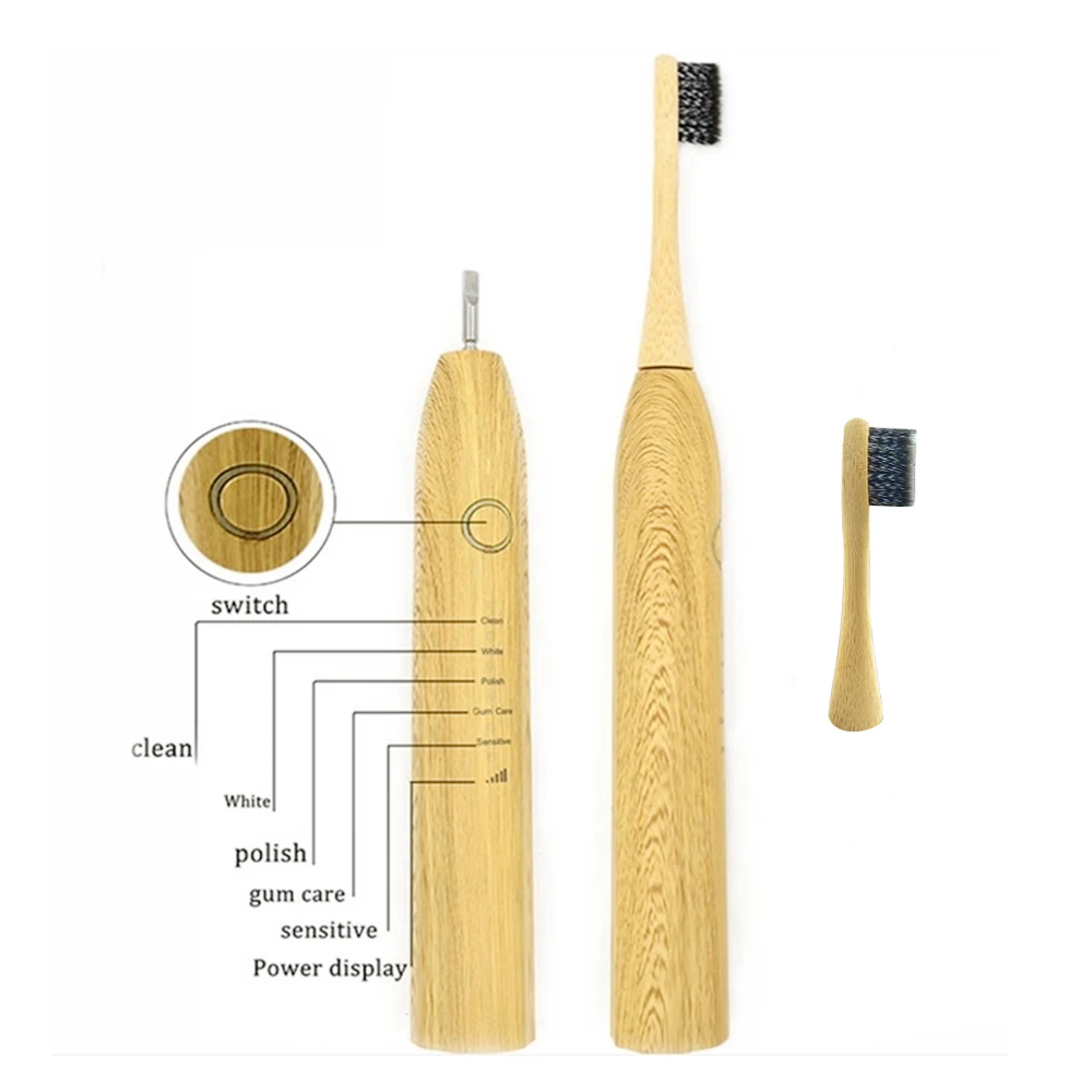 Bamboo Elektrische Zahnbrste, IPX7 Wasserdicht, 5 Modi, Eco-Freundlich