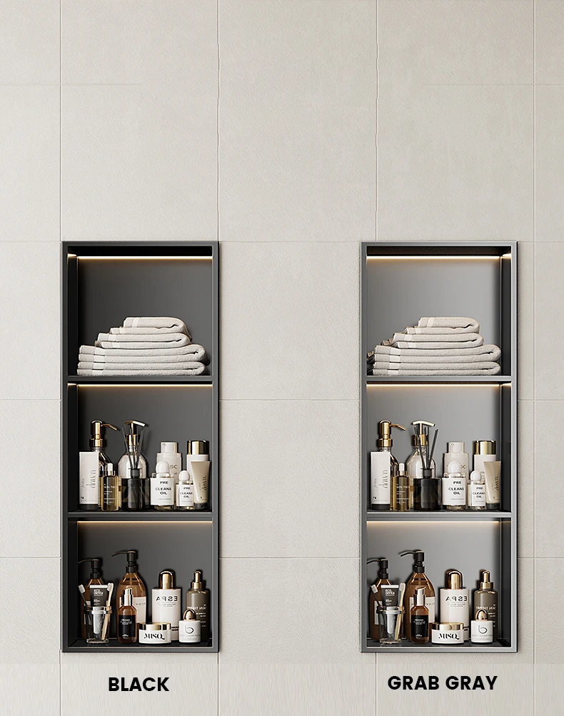 Stainless Steel Niche Cabinet Living Room Bathroom Embedded Design Wall Metal Shelf